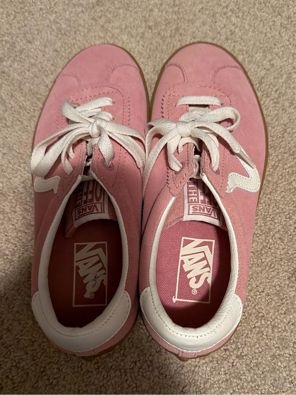 Vans Pink Suede Low-Top Sneakers with White Accents